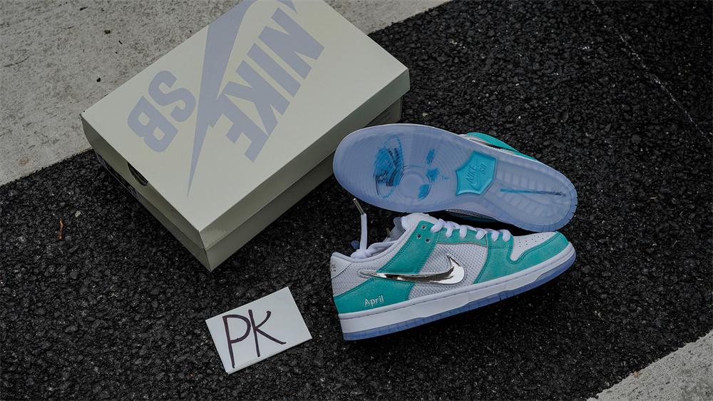 PK GOD APRIL Skateboards X NIKE DUNK SB White and Multi-color RETAIL MATERIALS READY TO SHIP